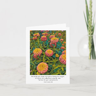 Carte d'amitié avec Fleurs Zinnia