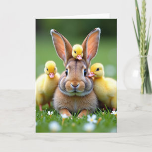 Carte d'amitié Lapin et Oiseaux