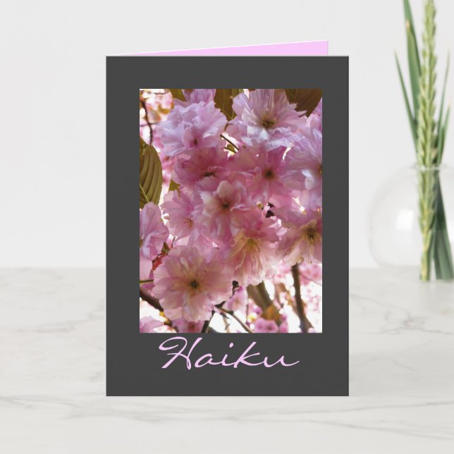 Carte d'amitié Merci Cherry Blossom Haiku (Devant)