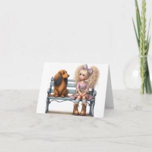 Carte d'amitié pour un dachshund fantaisiste aux l