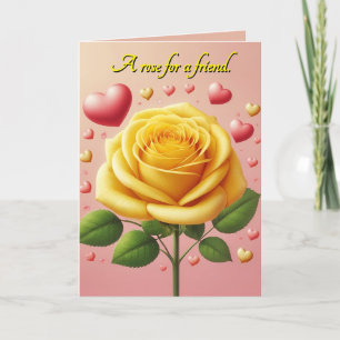 Carte d'amitié rose jaune