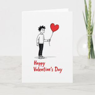 Carte d'amour à ballon en forme de cœur simple
