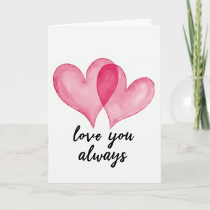 Carte d'amour à coeurs aquarelle