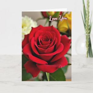 Carte d'amour à la rose rouge