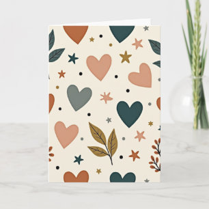 Carte d'amour Boho Cœurs et Étoiles