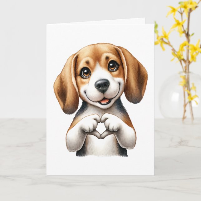 Carte d'amour Cute Canine (Fleur jaune)