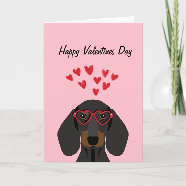 Carte d'amour Dachshund Valentines - noir et bronz (Devant)
