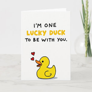 Carte d'amour de canard chanceux mignon