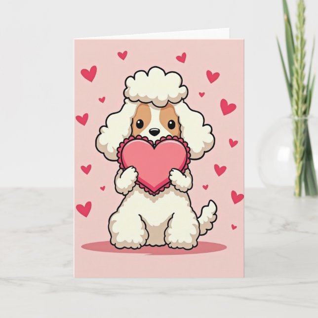Carte d'amour de chien caniche mignon (Devant)