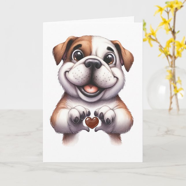 Carte d'amour de chien mignon (Fleur jaune)
