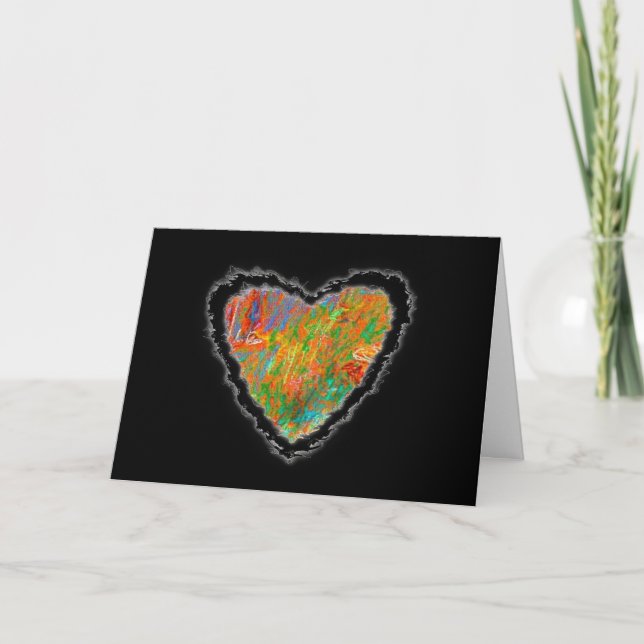 Carte d'amour de coeur impressionniste Valentine (Devant)