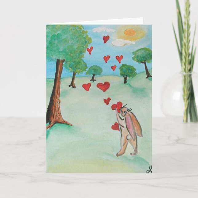Carte d'amour de lapin de jour de Valentines (Devant)