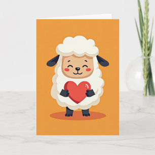 Carte d'amour de mouton mignon et duveteux