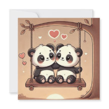 Carte d'amour de panda qui se balance