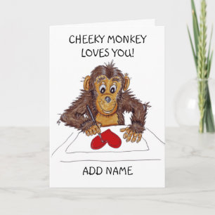 Carte d'amour de singe espiègle