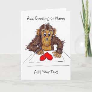 Carte d'amour de singe espiègle