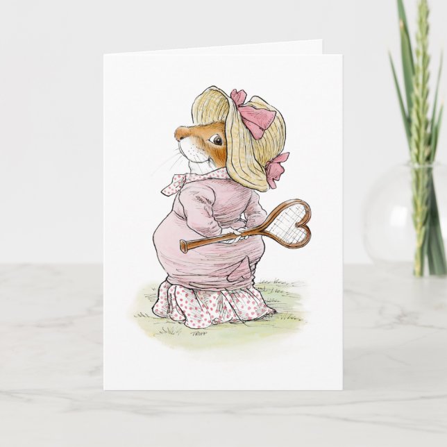 Carte d'amour de souris de match de tennis (Devant)