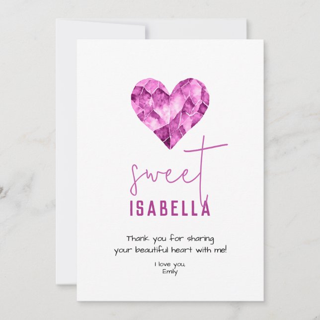 Carte d'amour douce personnalisée avec coeur pourp (Devant)