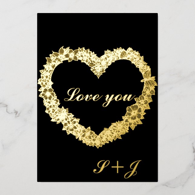 Carte d'amour en feuille d'or (Recto)