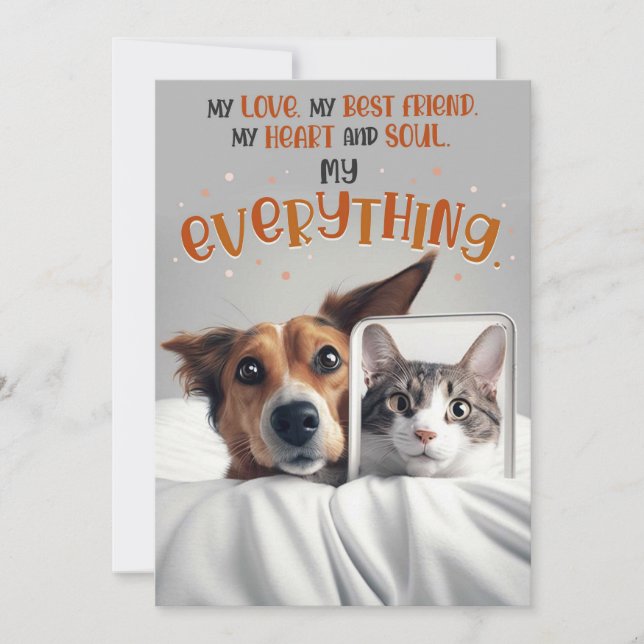 Carte d'amour et d'amitié avec chien et chat (Devant)