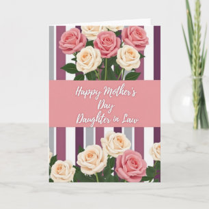 Carte d'amour familiale florale rayée