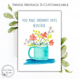 Carte d'amour florale aquarelle personnalisable