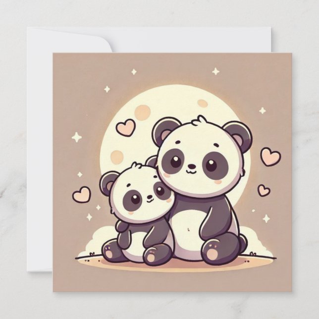 Carte d'amour Panda Moon (Devant)