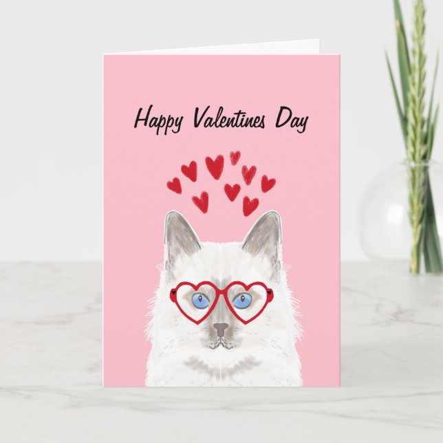 Carte d'amour pour chat blanc Valentines (Devant)