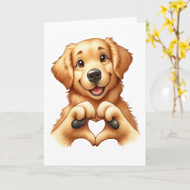 Carte d'amour pour chien mignon (Fleur jaune)