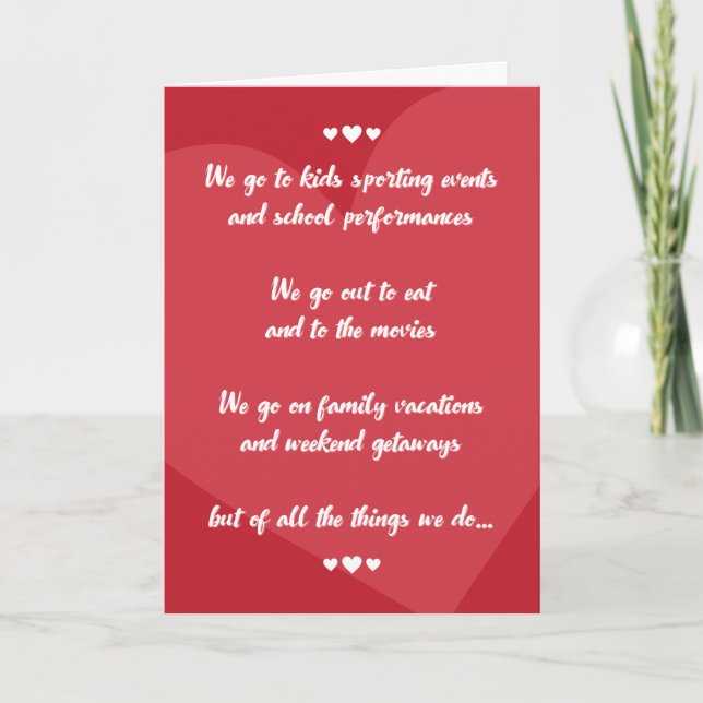 Carte d'amour pour faire des choses favorites (Devant)