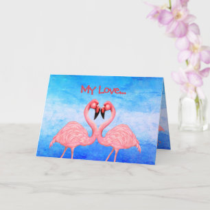 Carte d'amour pour la danse Flamant rose