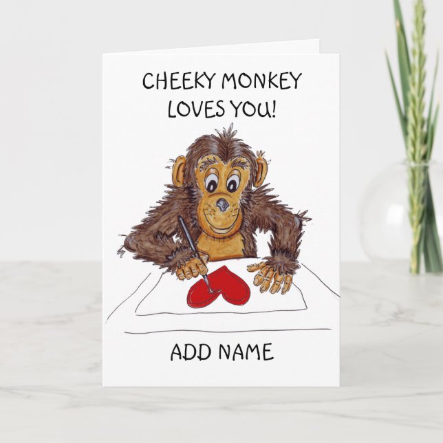 Carte d'amour pour un singe espiègle (Devant)