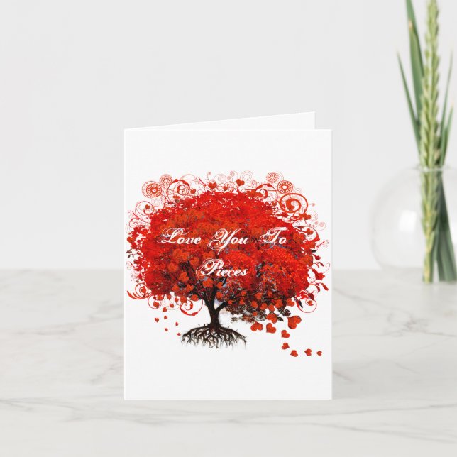 Carte d'amour Red Tree Heart & Swirls (Devant)