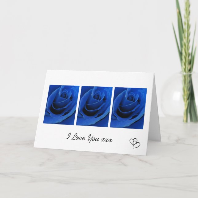 Carte d'amour Rose bleue (Devant)