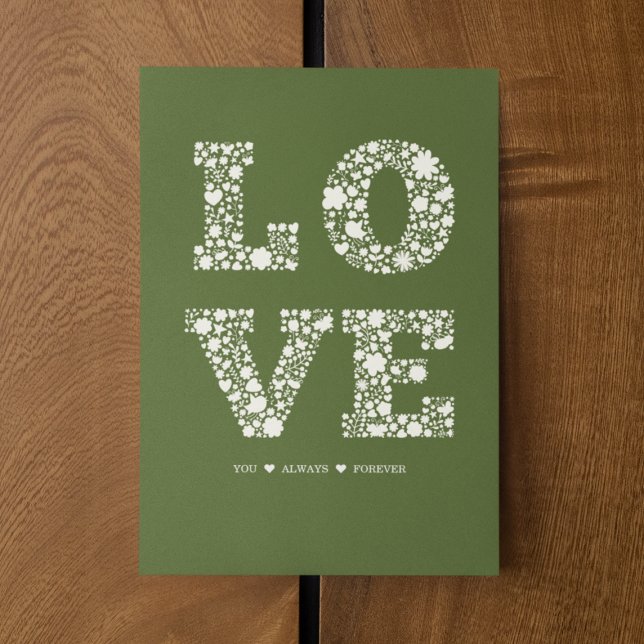 Carte d'amour verte "LOVE You, Always, Forever" (Créateur téléchargé)