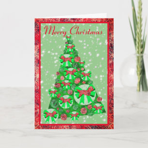 Carte Dandie Dinmont Terrier Cute Chien Bow sapin de Noë