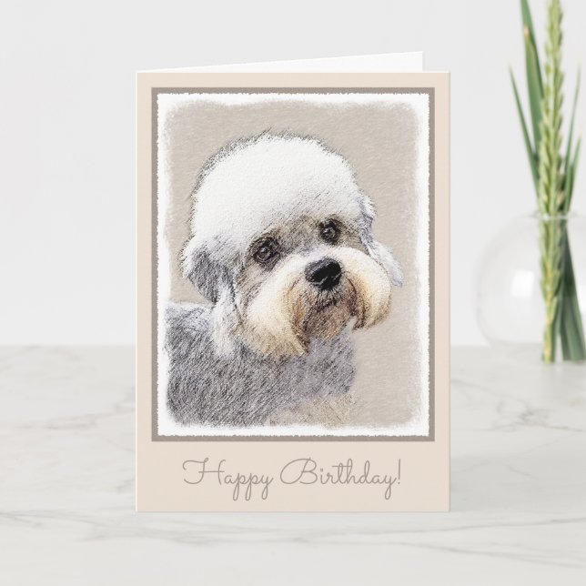 Carte Dandie Dinmont Terrier Peinture Chien Art original (Devant)