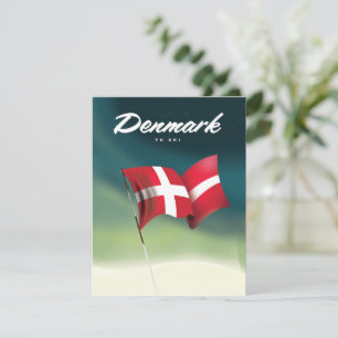 Carte Danemark affiche de voyage "Pour skier"