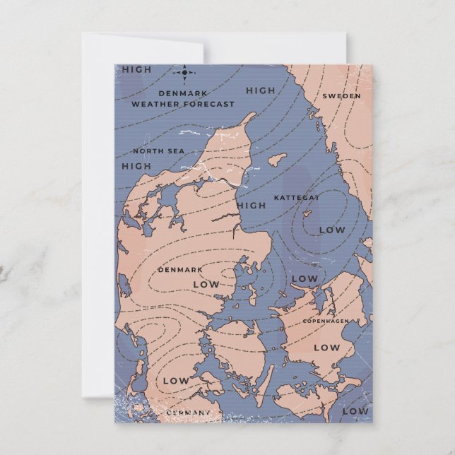 Carte Danemark Prévisions météorologiques Vintages (Devant)