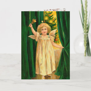 Carte d'ange de Noël peinte à la main vintage