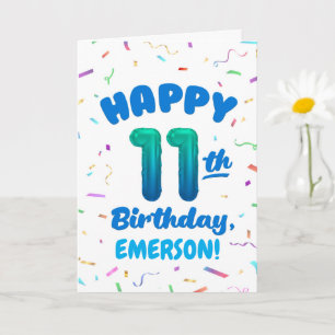 Carte d'anniversaire 11 ans avec nom personnalisé