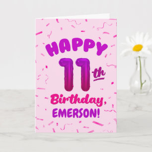 Carte d'anniversaire 11 ans avec nom personnalisé