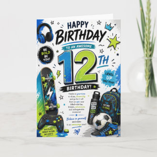 Carte d'anniversaire 12 ans pour garçons