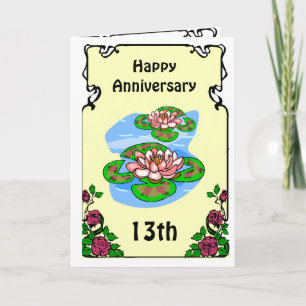 carte d'anniversaire 13ème - nénuphars