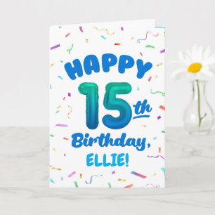 Carte d'anniversaire 15 ans avec nom personnalisé