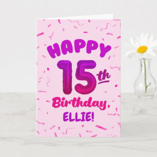 Carte d'anniversaire 15 ans avec nom personnalisé