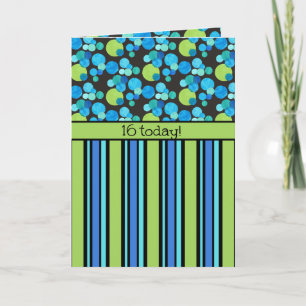 Carte d'anniversaire 16th : Blue Moons and Stripes