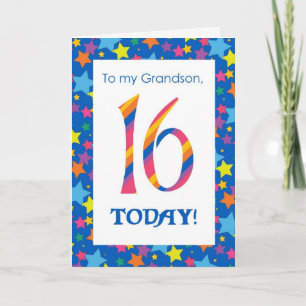 Carte d'anniversaire 16th pour Grandson, Stripes e