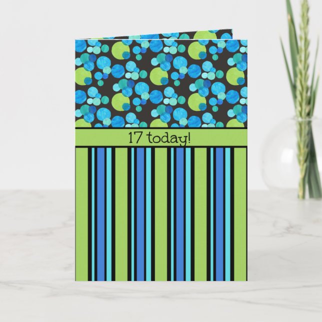 Carte d'anniversaire 17th : Blue Moons and Stripes (Devant)
