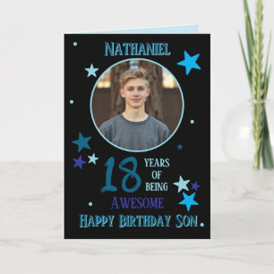 Carte d'anniversaire 18 ans pour fils avec une pho